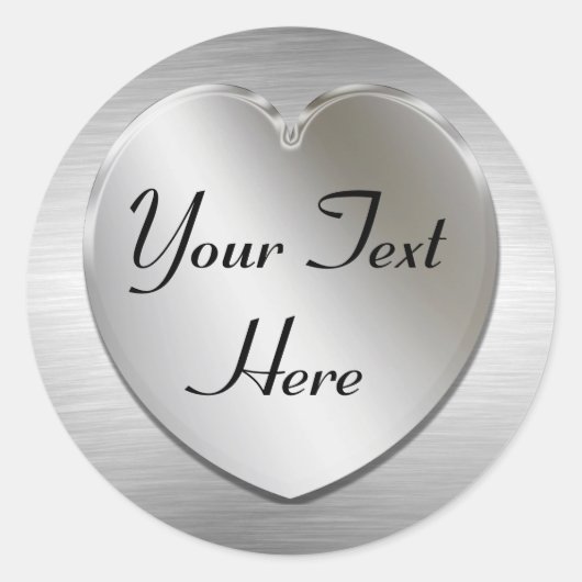 Silver Heart zum Personalisieren von Stickern Runder Aufkleber (Vorderseite)