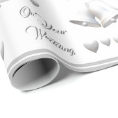Silver Hearts & Bells Wedding Wrapping Paper Geschenkpapier