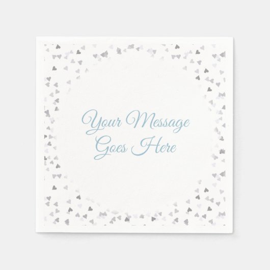 Silver Hearts Confetti Serviette (Vorderseite)