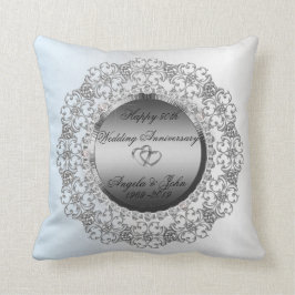 Silver Hearts Diamonds 50. Hochzeitstag Kissen
