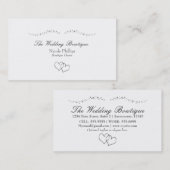 Silver Hearts & Glitzern Wedding Business Card Visitenkarte (Vorne/Hinten)