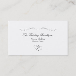 Silver Hearts & Glitzern Wedding Business Card Visitenkarte