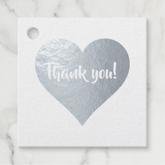 Silver Hearts Newlyweds Wedding Date Danke Geschenkanhänger (Vorderseite)