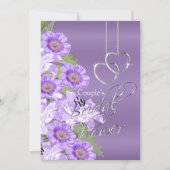 Silver Hearts on Lavender Lila Satin - Einladung (Vorderseite)