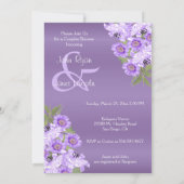 Silver Hearts on Lavender Lila Satin - Einladung (Rückseite)