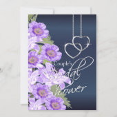 Silver Hearts on Lavender & Navy Satin Einladung (Vorderseite)