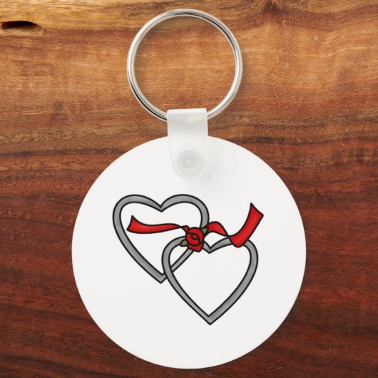 Silver Hearts Red Ribbon Schlüsselanhänger (Vorderseite)