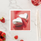 Silver Hearts Red Ribbons Napkins Serviette (Beispiel)