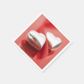 Silver Hearts Red Ribbons Napkins Serviette (Ecke)