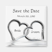 Silver Hearts Save the Date Magnete Magnet (Vorne)