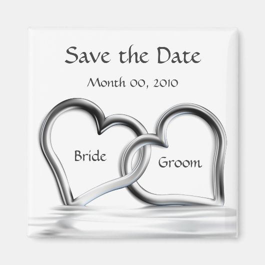 Silver Hearts Save the Date Magnete Magnet (Vorne)