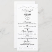 Silver Hearts & Sparkle Glamour Wedding Menu Menükarte (Vorne/Hinten)