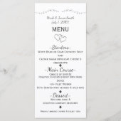 Silver Hearts & Sparkle Glamour Wedding Menu Menükarte (Vorderseite)