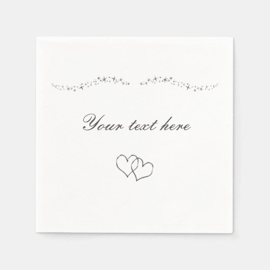 Silver Hearts & Sparkle Wedding Napkins Serviette (Vorderseite)