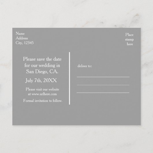 Silver Hearts & Sparkle Wedding Rett Datum Postkar Ankündigungspostkarte (Rückseite)