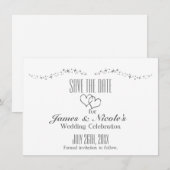 Silver Hearts & Sparkle Wedding speichern Sie die Save The Date (Vorne/Hinten)