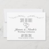 Silver Hearts & Sparkle Wedding speichern Sie die  Save The Date (Vorderseite)