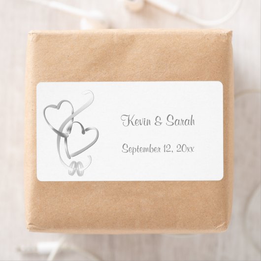 Silver Hearts Wedding Labels (Insitu)