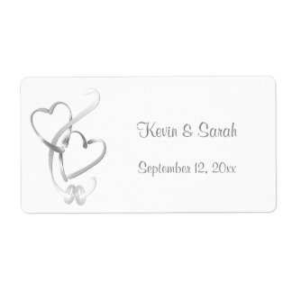 Silver Hearts Wedding Labels