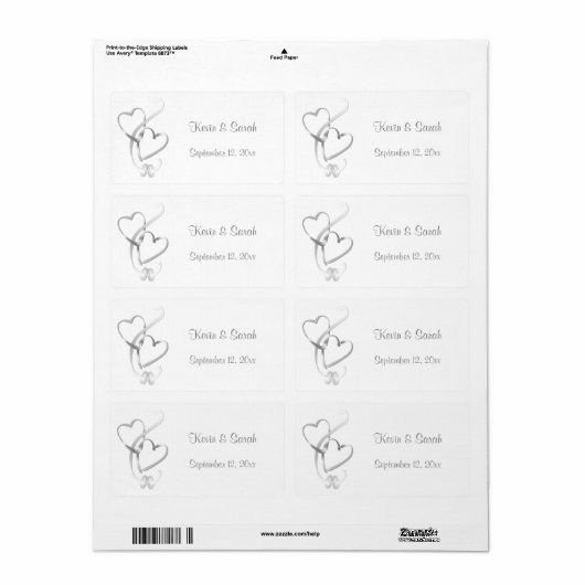 Silver Hearts Wedding Labels (Vorne)