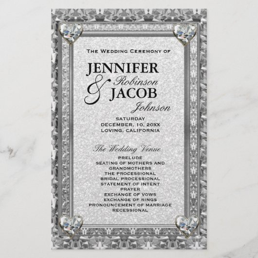 Silver Hearts Wedding Program (Vorderseite)