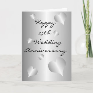 Silver Heats Personalisiert 25. Hochzeitstag Karte