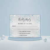 Silver hellblauer Glitzer Budget Hochzeit RSVP Flyer