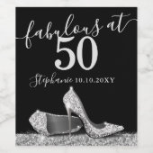 Silver High Heel 50. Fabulous Birthday Sparkling Weinetikett (Einzelnes Label)