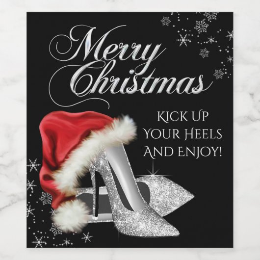 Silver High Heel Shoe Weihnachtswein Flaschen Etik Weinetikett (Einzelnes Label)