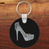 Silver High Heels Anpassen von Text Schlüsselanhänger (Vorderseite)
