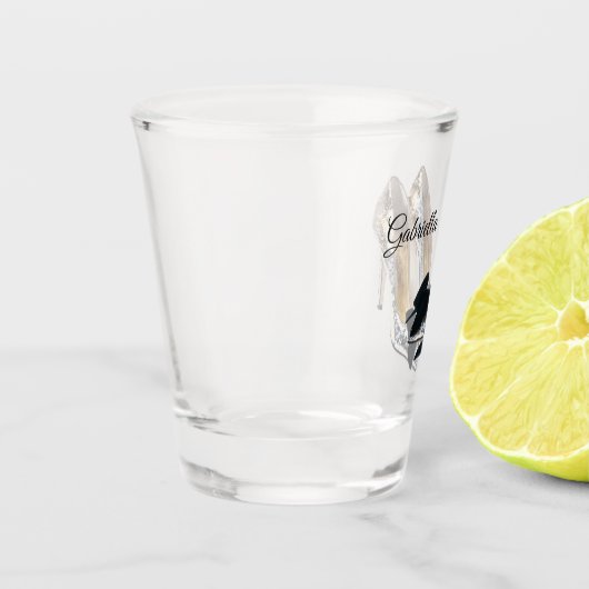 Silver High Heels Black Bow Schnapsglas (Links)