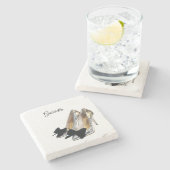 Silver High Heels Black Bow Steinuntersetzer (Seitenansicht)