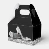 Silver High Heels Glitzer Confetti Elegante Schwar Geschenkschachtel (Vorderseite)