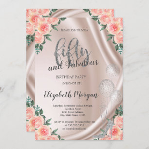 Silver High Heels Rose 50. Geburtstagsparty Einladung