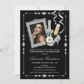 Silver High Heels und Champagne Frauen zum Geburts Einladung (Vorderseite)