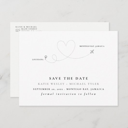 Silver Hochzeit in Urlaubsort Save the Date Ankündigungspostkarte (Vorne/Hinten)