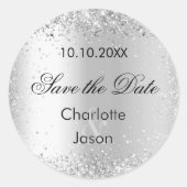Silver Hochzeit Save the Date Runder Aufkleber (Vorderseite)