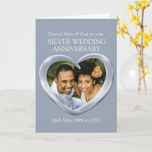 Silver Hochzeitstag Foto Mama & Papa Karte (Gelbe Blume)