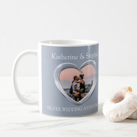 Silver Hochzeitstag Foto Tasse (Mit Donut)
