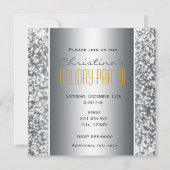 Silver Holiday Party Glitzer Sparkle Einladung (Rückseite)