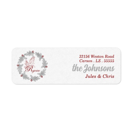 Silver Holiday Wreath with Dove Rejoe Address (Vorne)