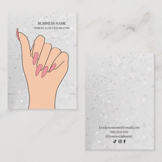 Silver Holographic Glitzer Bracelet Display Card Visitenkarte (Vorne/Hinten)