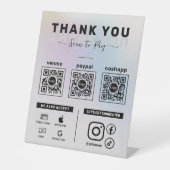 Silver Holographic Scan zu zahlen 3 QR-Code Vielen Sockelschild (Vorderseite)