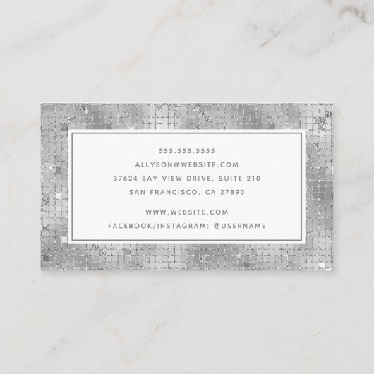Silver Holographic Script Business Card Visitenkarte (Rückseite)