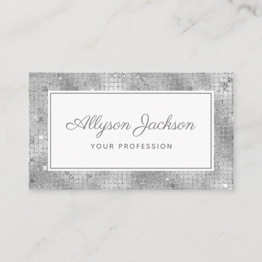 Silver Holographic Script Business Card Visitenkarte (Vorderseite)