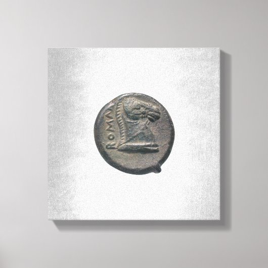 Silver Horse Antic Roman Coin Silver Background Leinwanddruck (Vorderseite)
