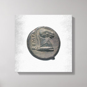 Silver Horse Antic Roman Coin Silver Background Leinwanddruck