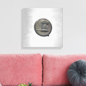 Silver Horse Antic Roman Coin Silver Background Leinwanddruck (Insitu (Wohnzimmer))