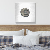 Silver Horse Antic Roman Coin Silver Background Leinwanddruck (Insitu (Schlafzimmer))