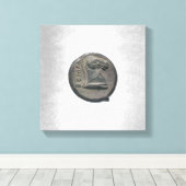Silver Horse Antic Roman Coin Silver Background Leinwanddruck (Insitu (Holzboden))